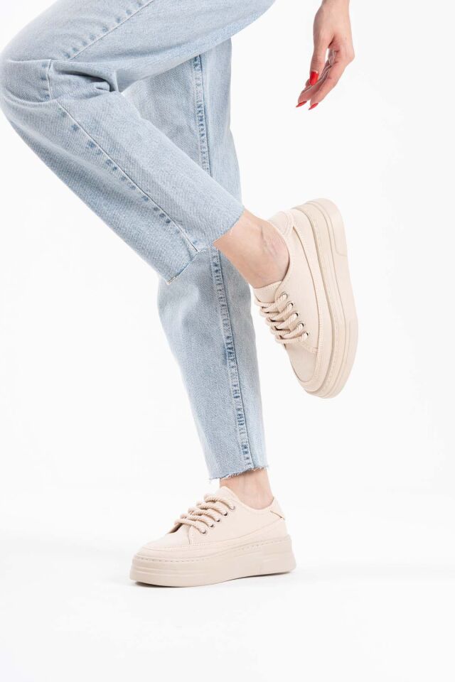 Kadın Bej Keten Spor Ayakkabı TR04MS02C