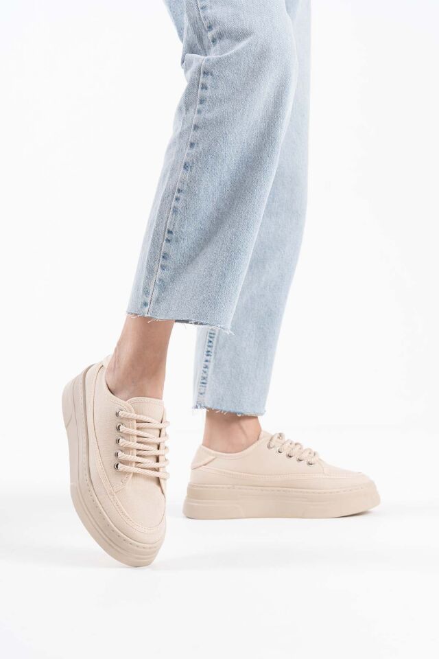 Kadın Bej Keten Spor Ayakkabı TR04MS02C