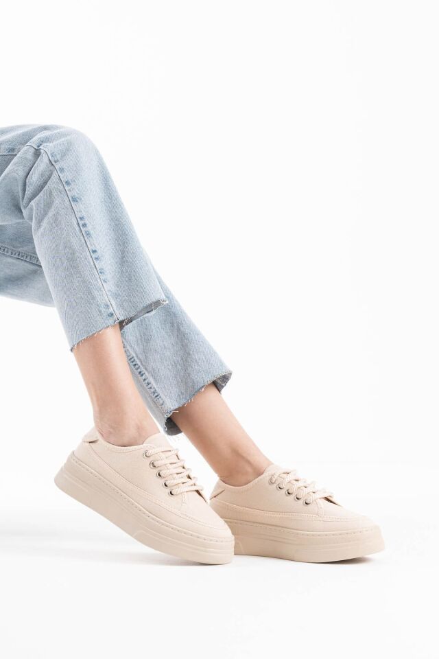 Kadın Bej Keten Spor Ayakkabı TR04MS02C