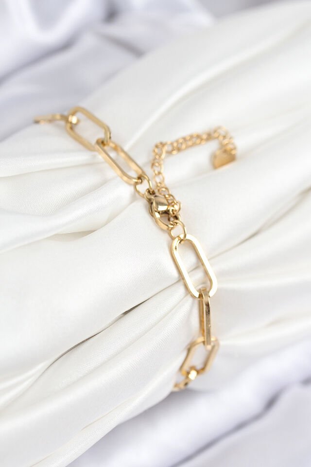 316L Çelik Nazar Boncuğu Ve Zirkon Taşlı Kalp Model Gold Renk Kadın Bileklik