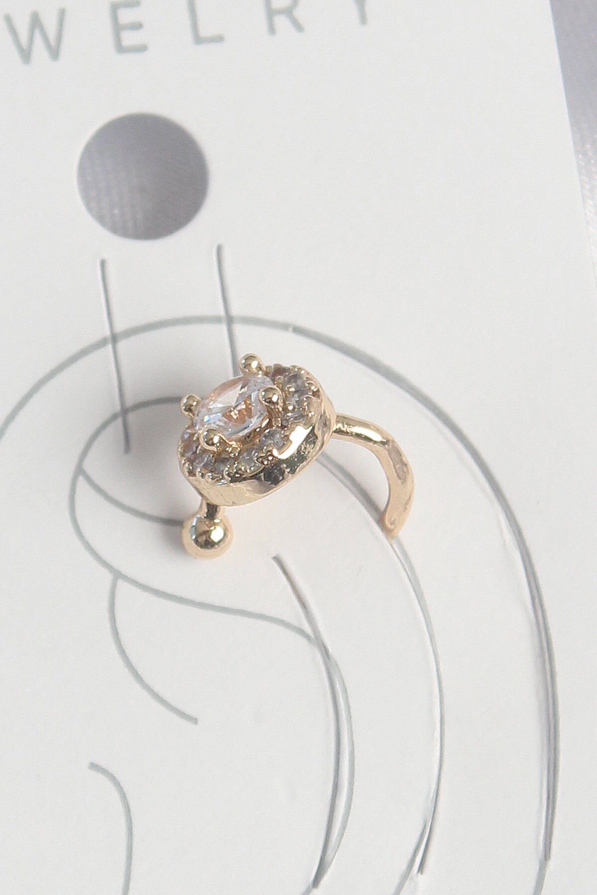 Pirinç Gold Renk Zirkon Taşlı Kadın Kıkırdak Küpe