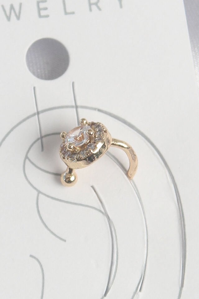 Pirinç Gold Renk Zirkon Taşlı Kadın Kıkırdak Küpe