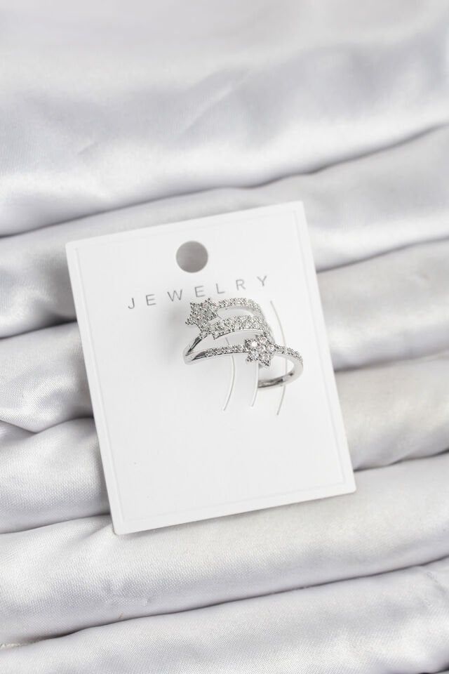 Gümüş Renk Zirkon Taşlı Yıldız Model Kıkırdak Earcuff Küpe