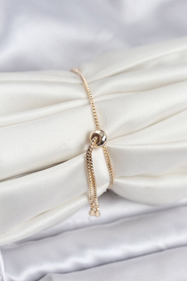 Gold Renk Nazar Model Zirkon Taşlı Asansörlü Su Yolu Bileklik