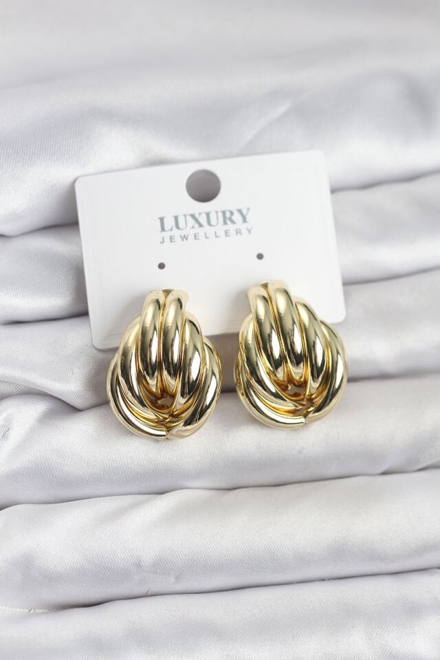 Pirinç Gold Renk Vintage Kadın Küpe