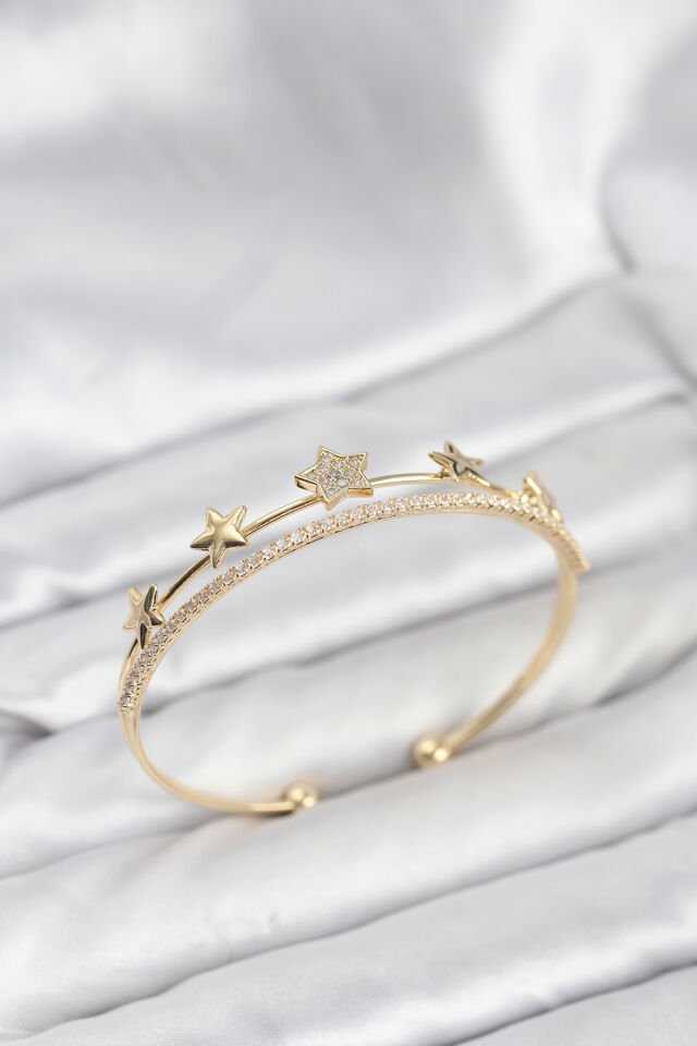 Yıldız Model Gold Renk Pirinç Kadın Bileklik