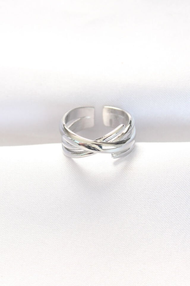 Kalın Silver Renk Ayarlanabilir Yüzük