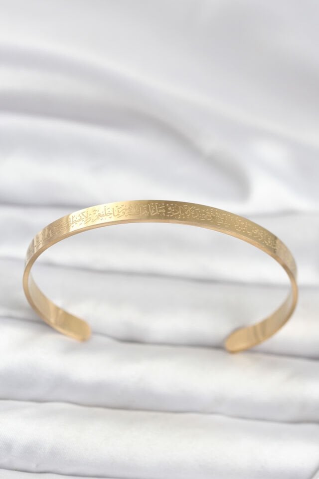 316L Çelik Gold Renk Ayetel Kürsi Yazılı Bileklik