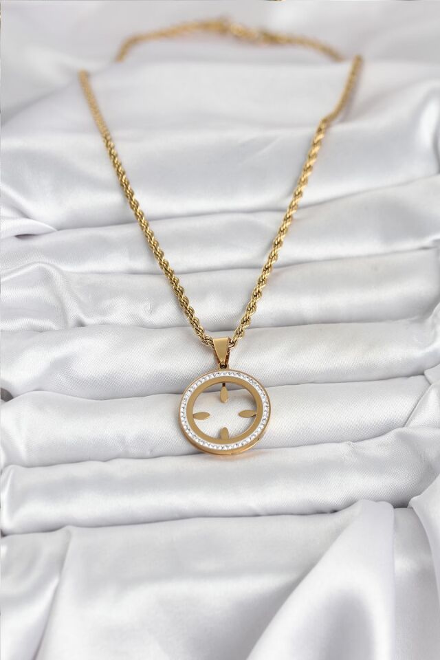 316L Çelik Burgu Zincir Model Çeyrek Takılabilir Kadın Kolye