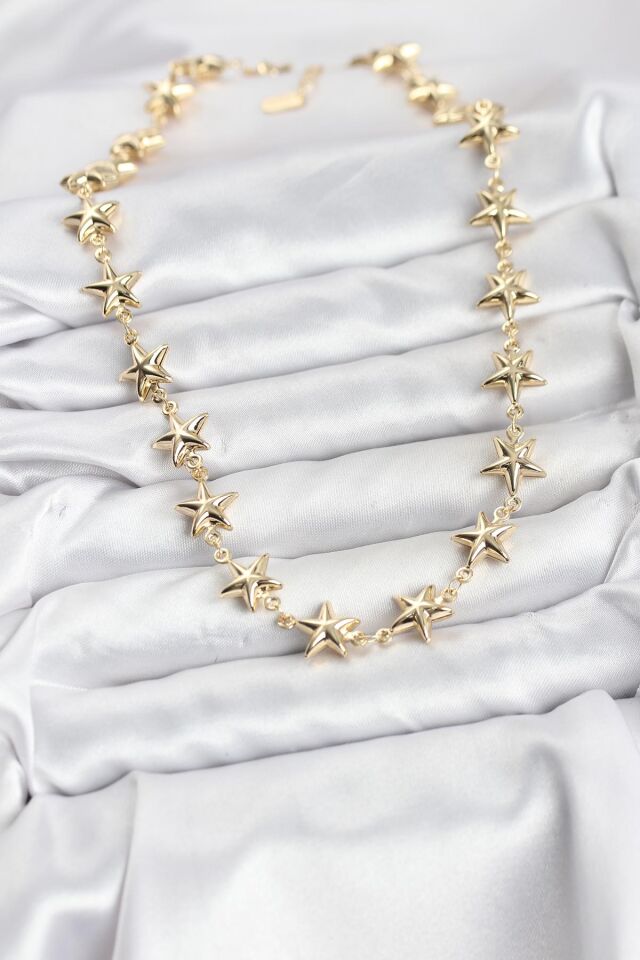 Yıldız Model Pirinç Gold Renk Kadın Kolye