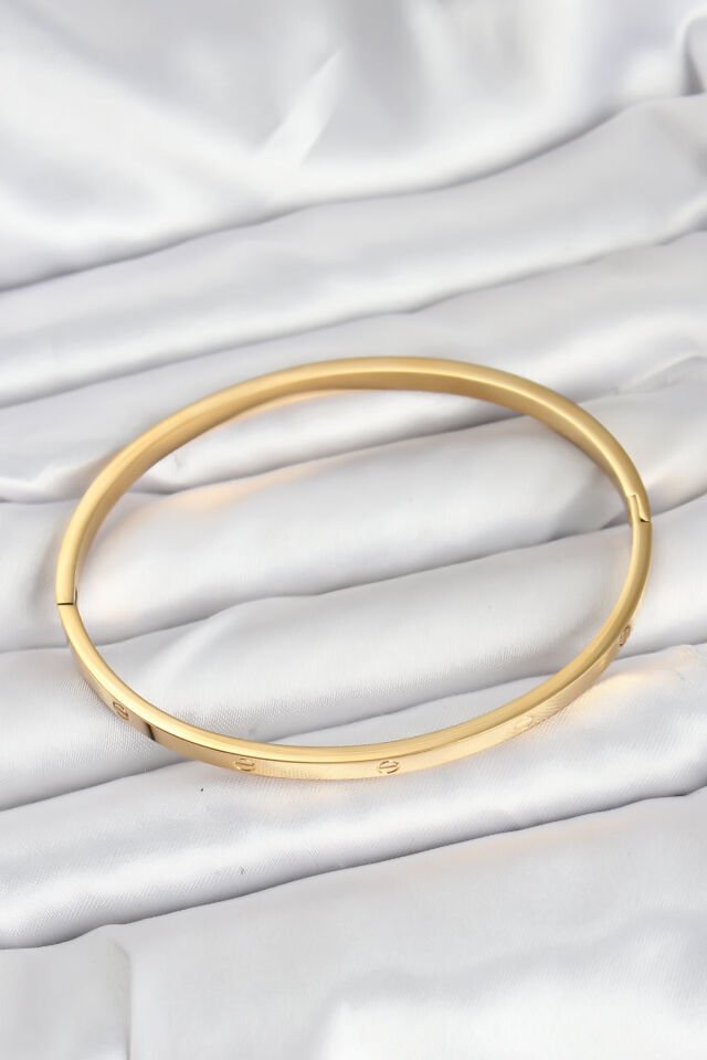 316L Çelik Gold Renk 65 mm İnce Kadın Kelepçe Bileklik