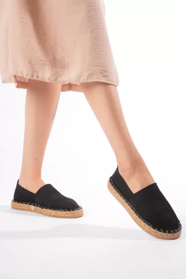 Kadın Siyah Triko Jüt Sargı El Yapımı Espadril TR44MY01A