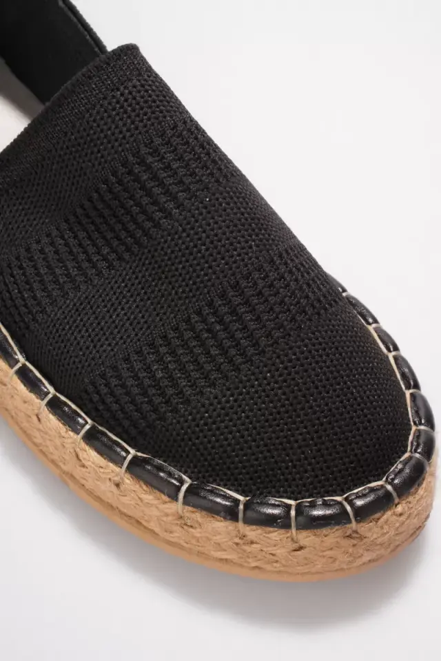 Kadın Siyah Triko Jüt Sargı El Yapımı Espadril TR44MY01A