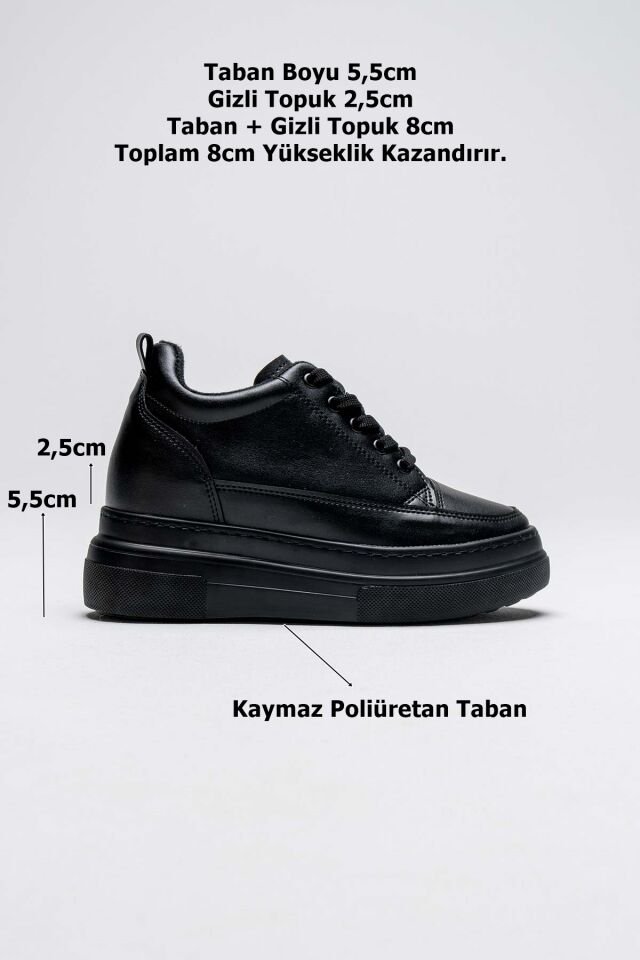 Kadın Gizli Topuk Siyah Spor Ayakkabı