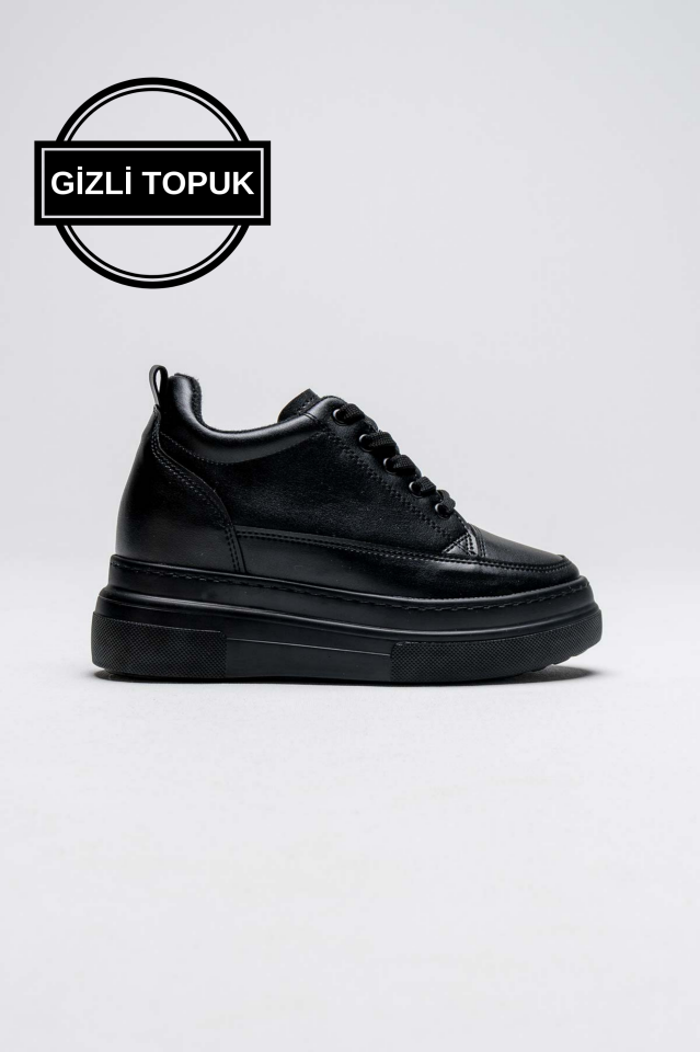 Kadın Gizli Topuk Siyah Spor Ayakkabı