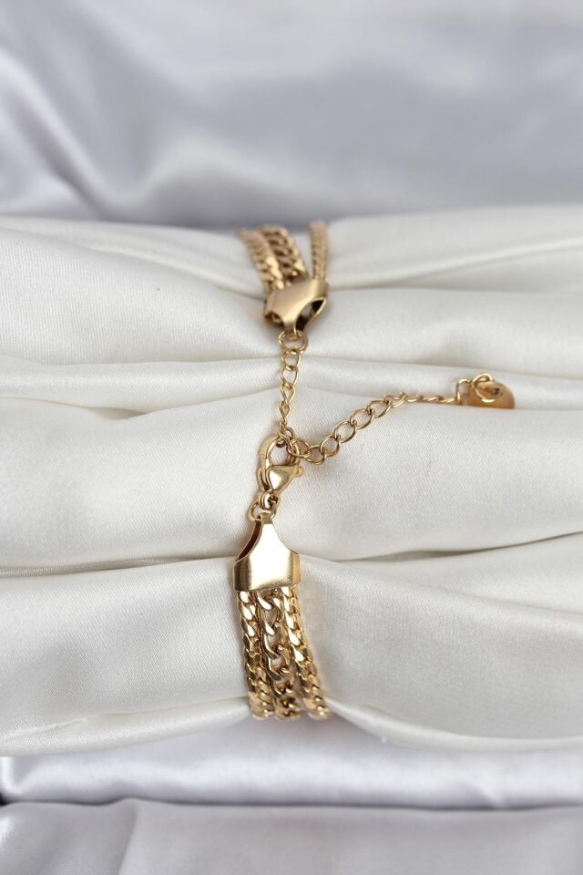 316L Çelik Gold Renk 3'lü Kadın Bileklik