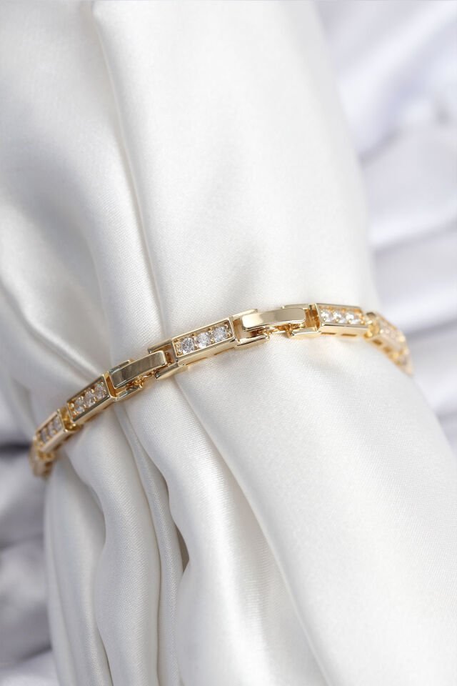 Pirinç VIP Seri Gold Renk Parçalı Model Kadın Bileklik