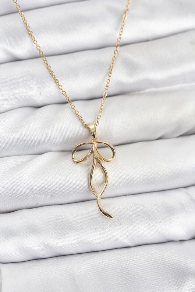 316L Çelik Zincir Gold Renk Fiyonk Model Kadın Kolye