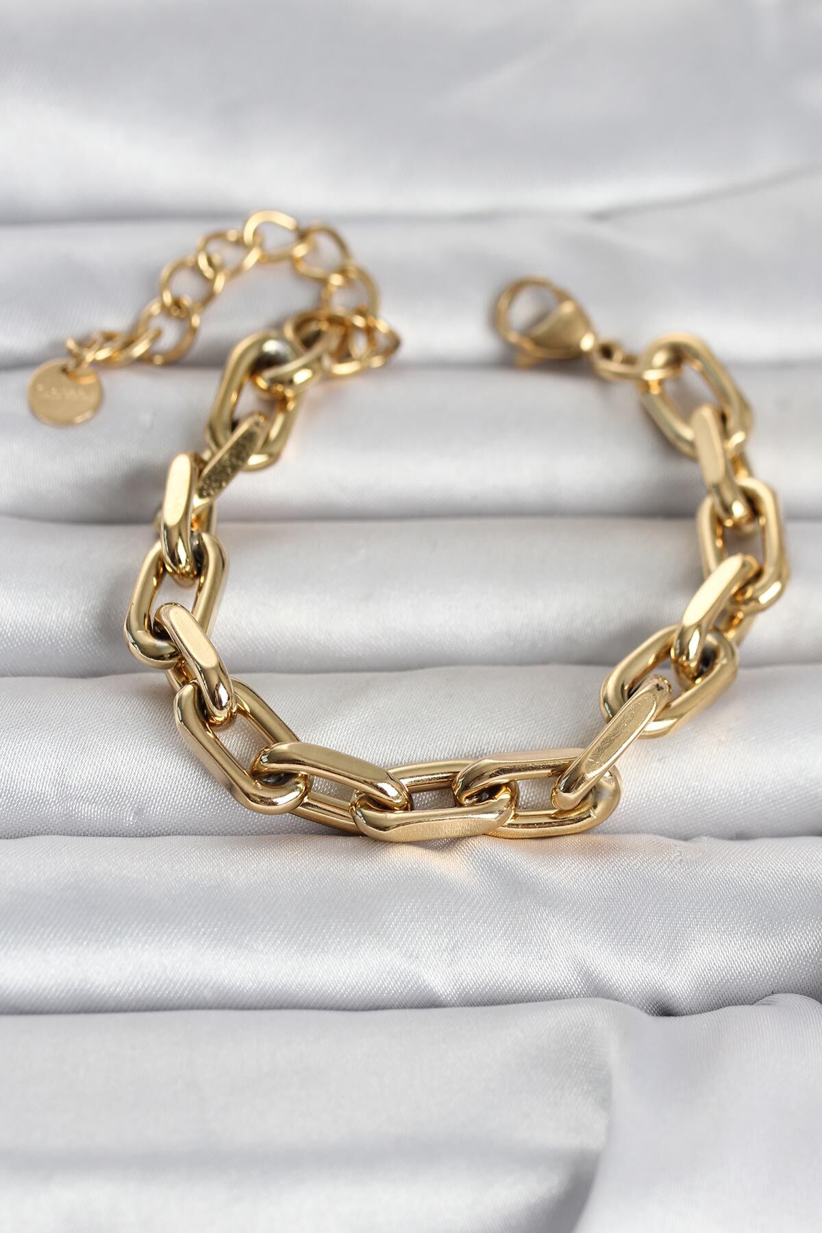 316L Çelik Gold Renk Kalın Zincirli Kadın Bileklik