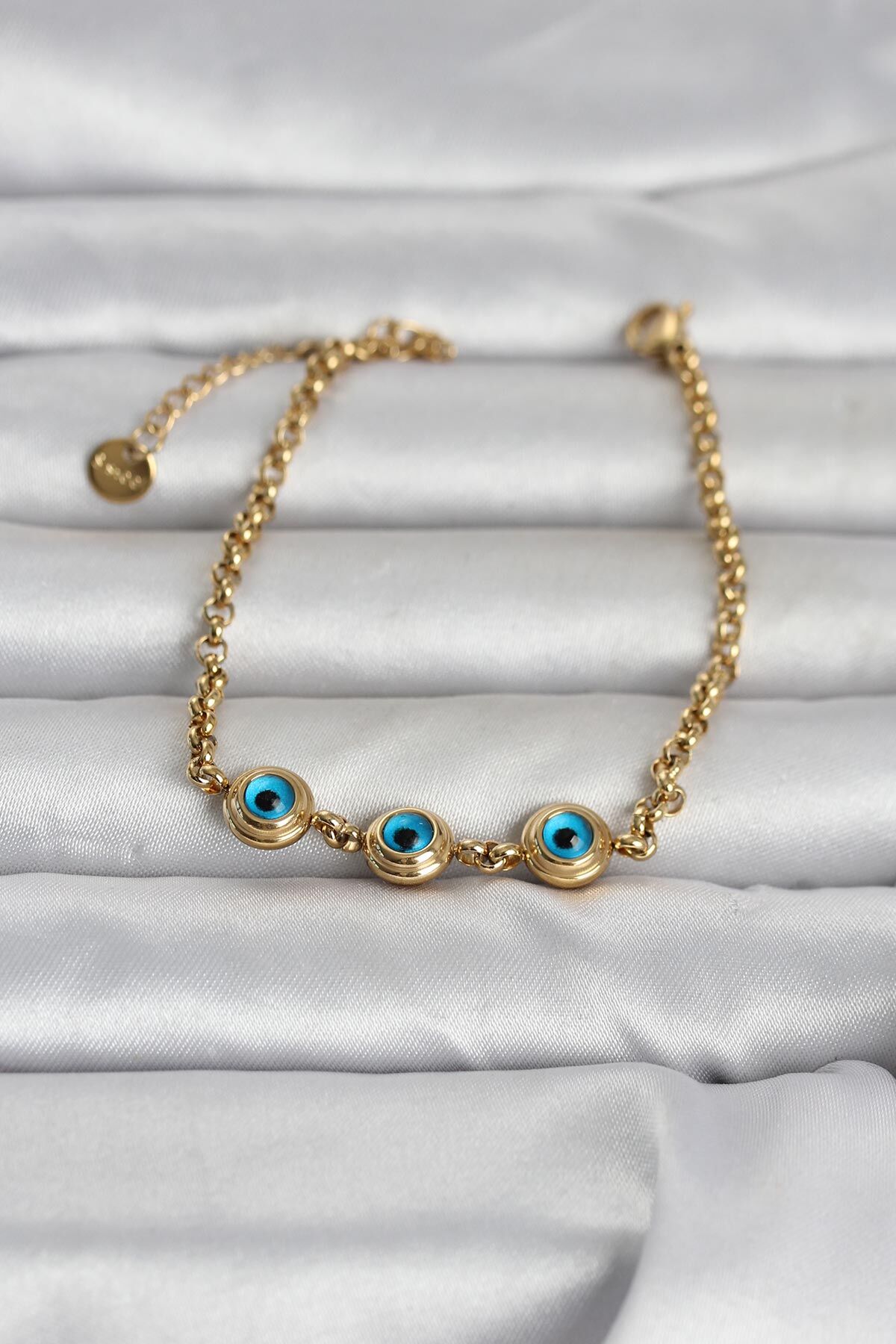 316L Çelik Gold Renk Nazarlı Kadın Bileklik