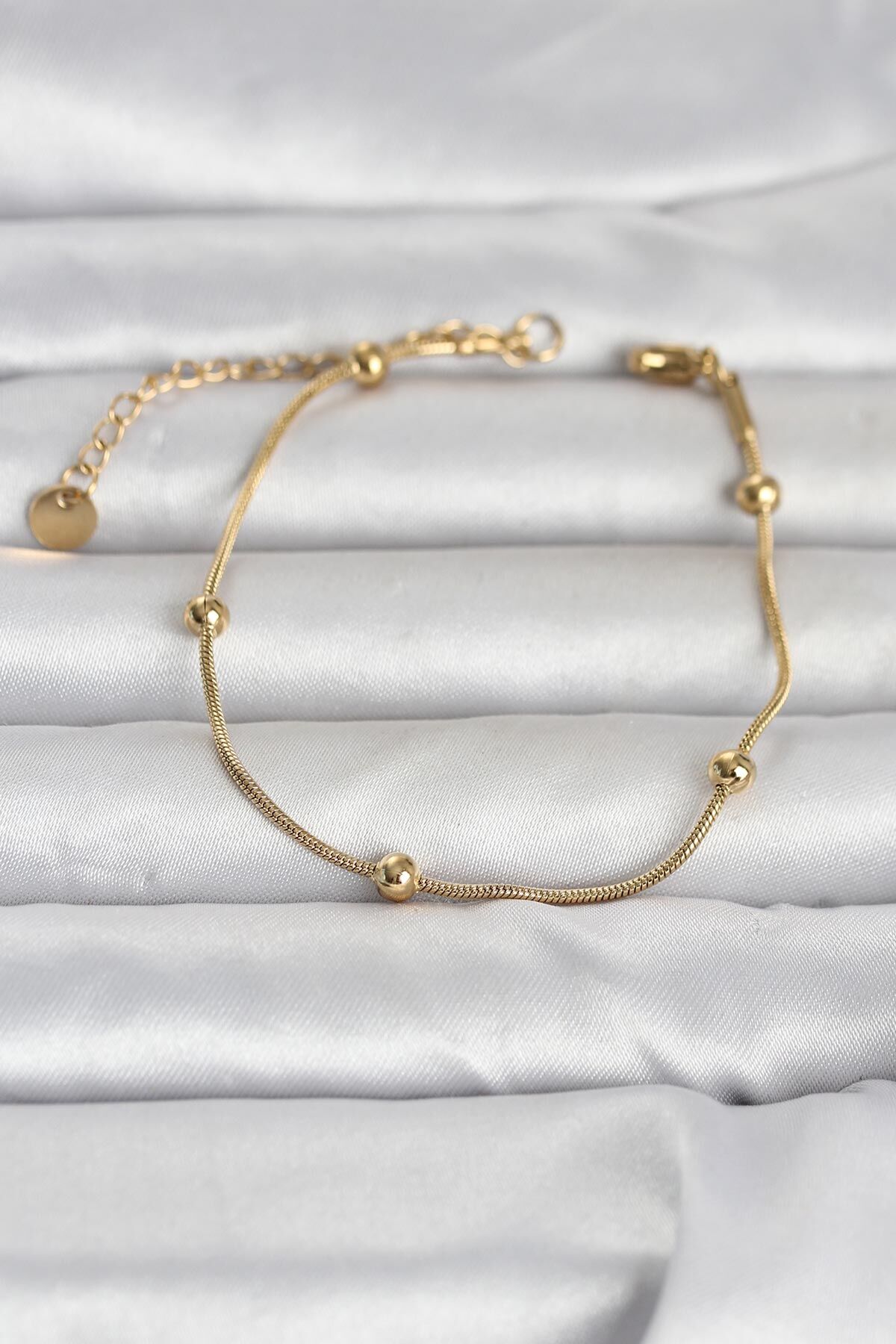 316L Çelik Gold Renk Top Zincirli Kadın Bileklik