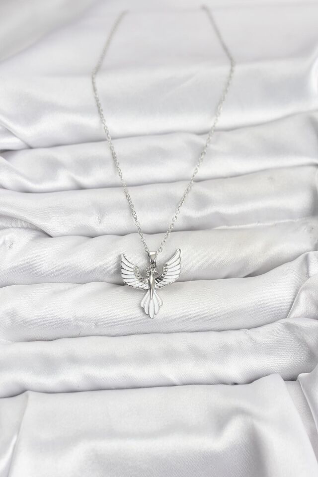 316L Çelik Zincir Gümüş Renk Anka Kuşu Model Kadın Kolye