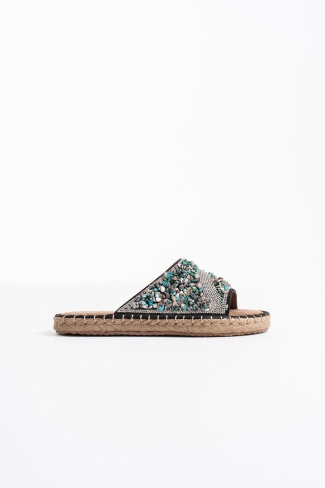 Kadın Siyah Taş İşlemeli Terlik TR35MY08A