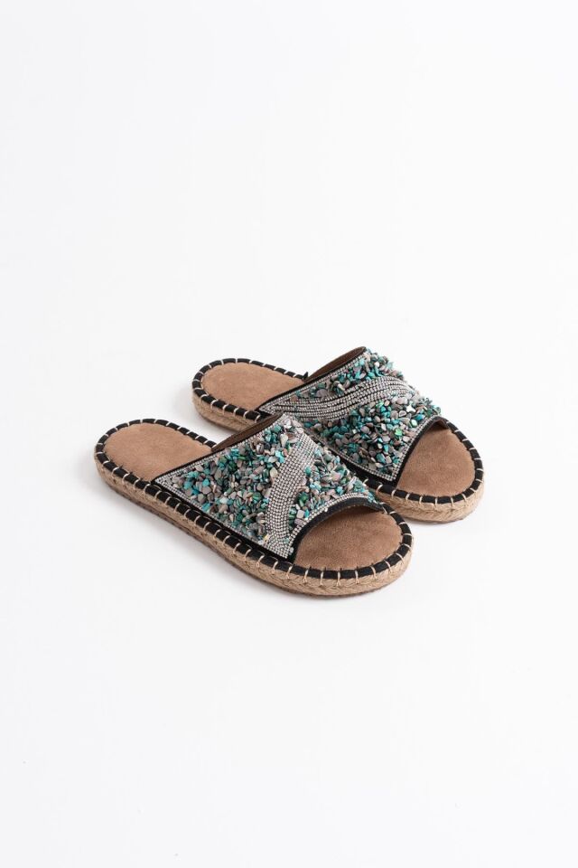 Kadın Siyah Taş İşlemeli Terlik TR35MY08A