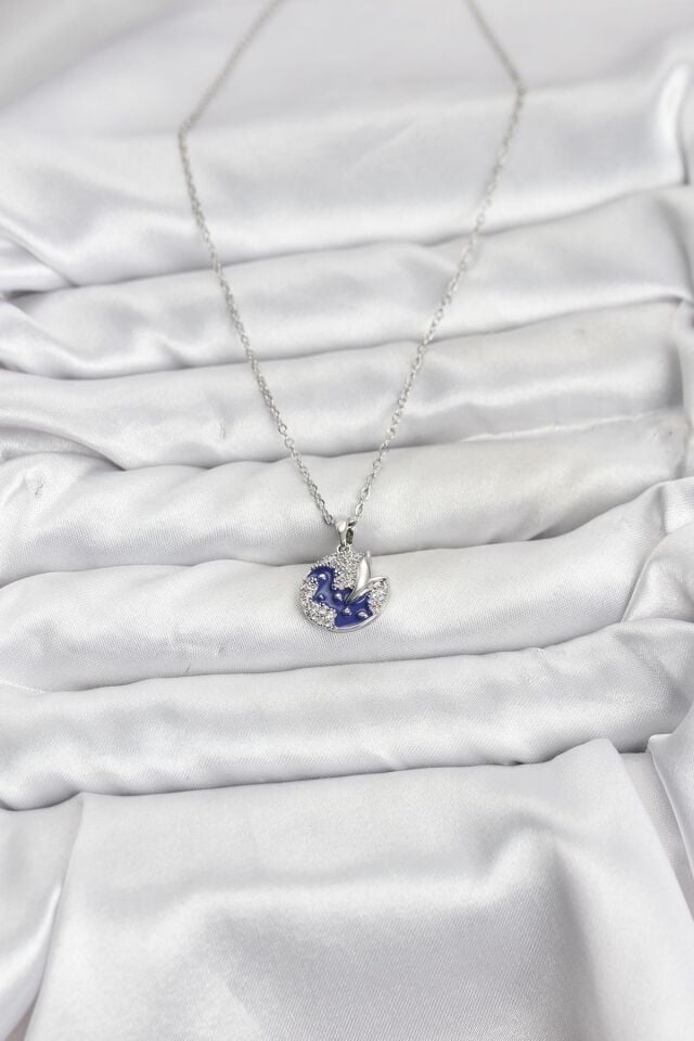 316L Çelik Zincir Gümüş Renk Gece Model Zirkon Taşlı Kadın Kolye