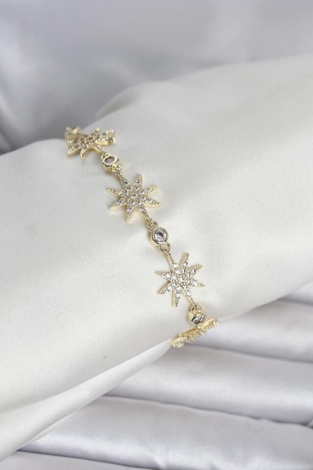Pirinç Gold Renk Kutup Yıldızı Model Kadın Bileklik