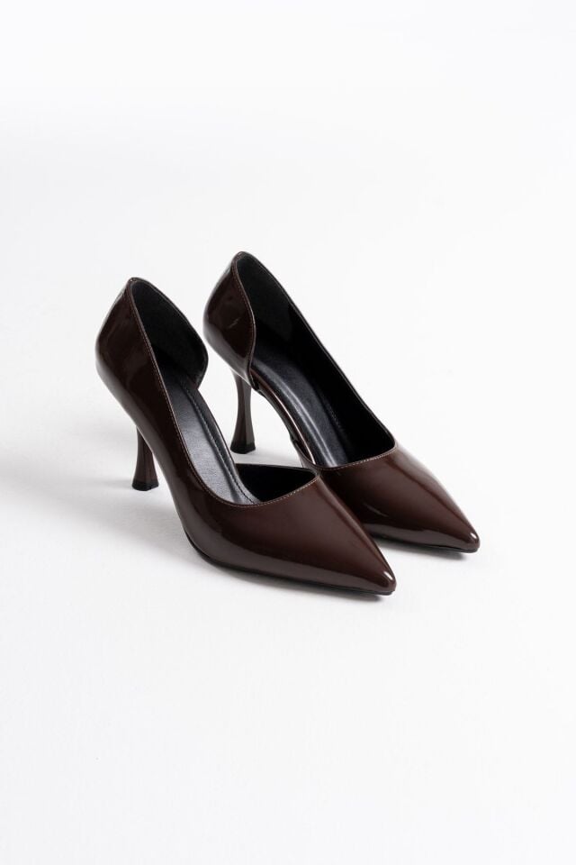 Kadın Acı Kahve Rugan Topuklu Ayakkabı TR08MS45M