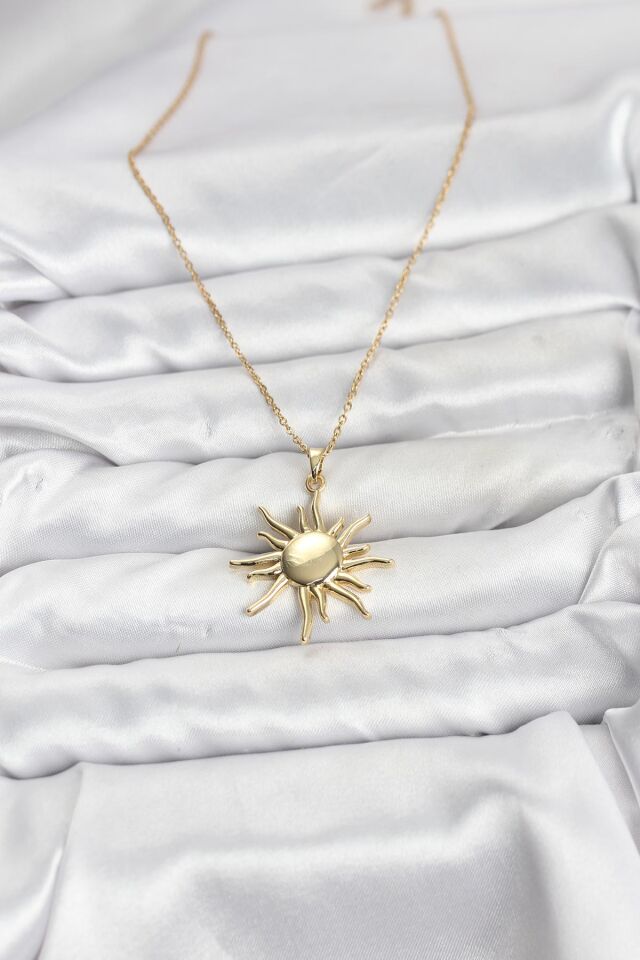 316L Çelik Zincir Gold Renk Güneş Model Kadın Kolye