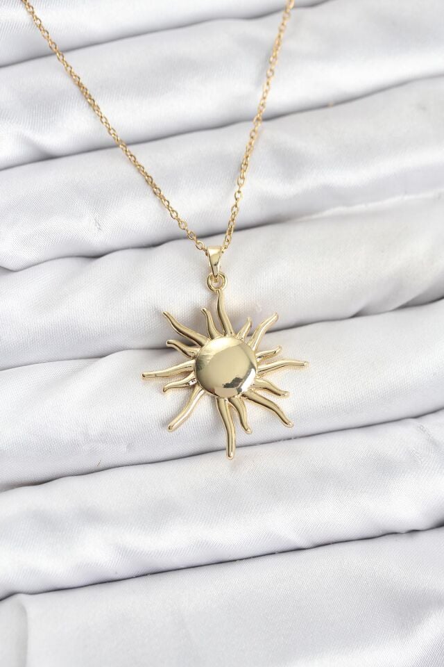 316L Çelik Zincir Gold Renk Güneş Model Kadın Kolye