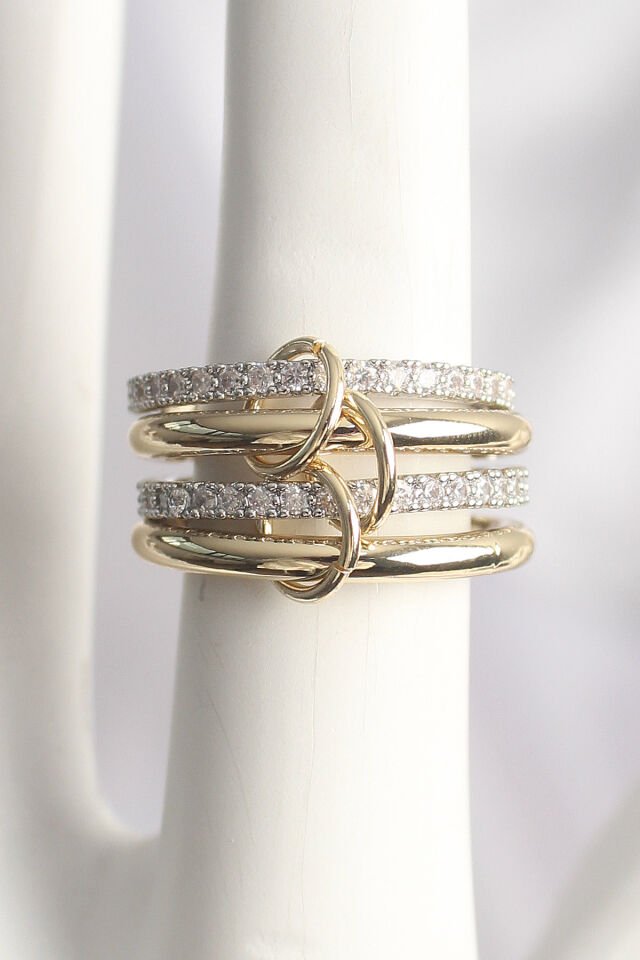 Pirinç Mix Renk Zirkon Taşlı 4'Lü Kadın Yüzük