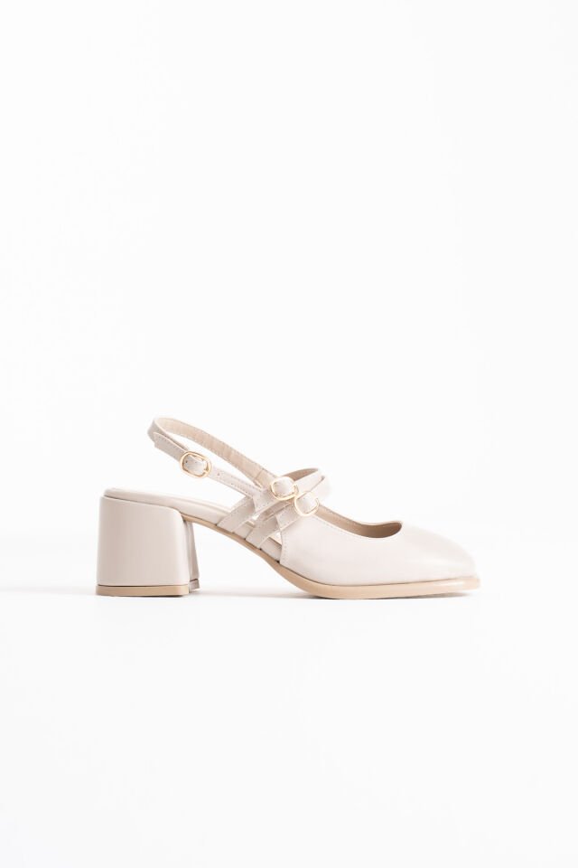 Bej Cilt Kadın Topuklu Ayakkabı TR02MS03D