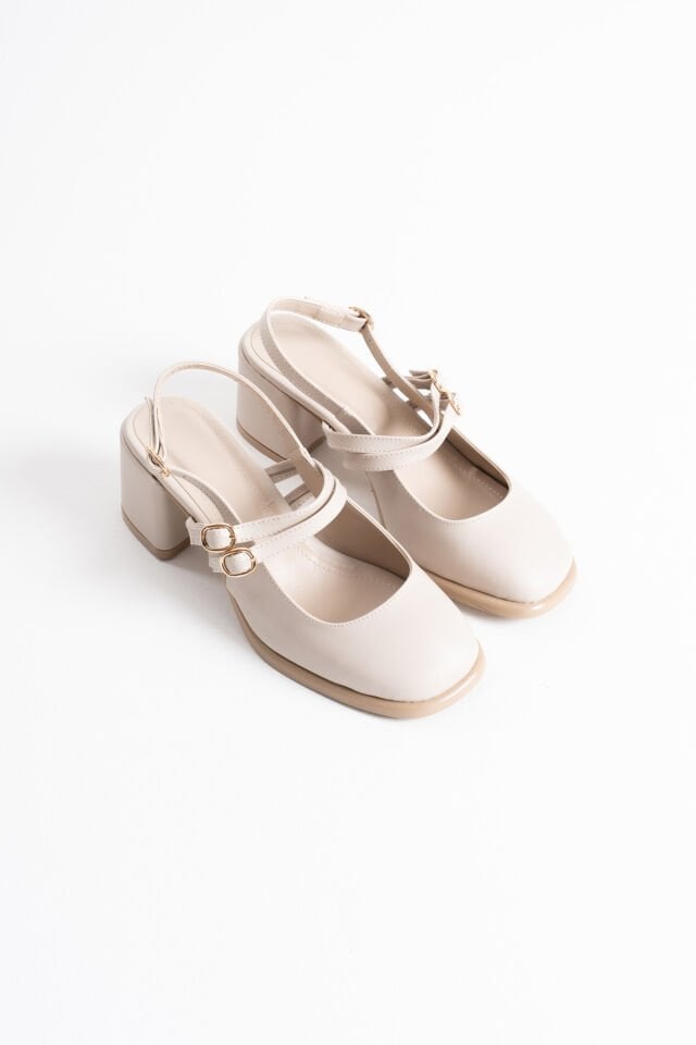 Bej Cilt Kadın Topuklu Ayakkabı TR02MS03D