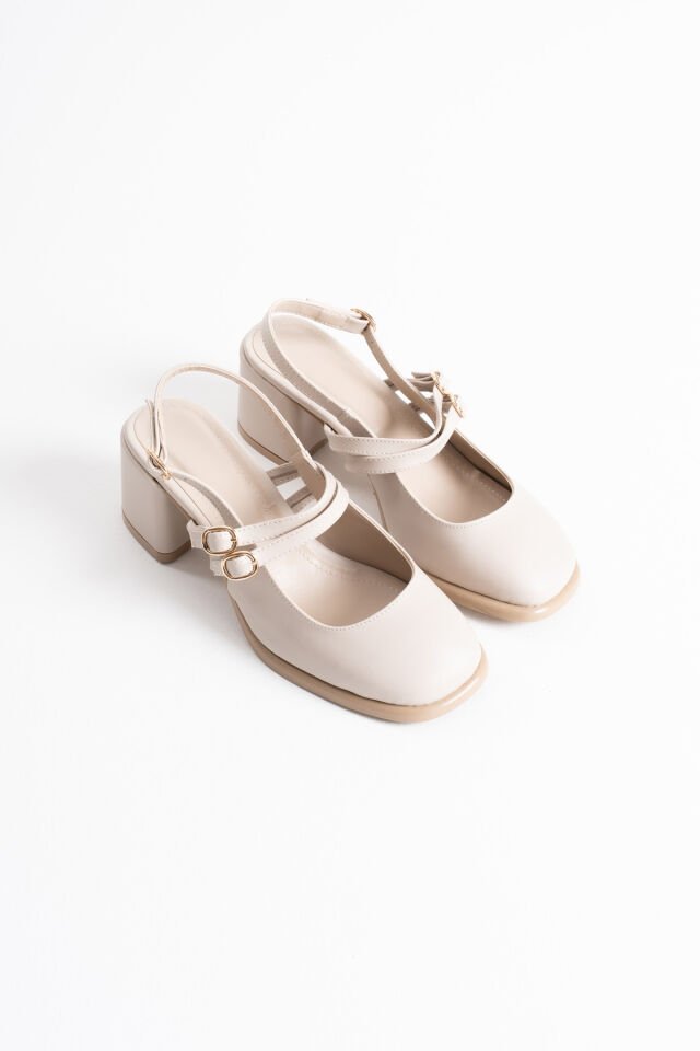 Bej Cilt Kadın Topuklu Ayakkabı TR02MS03D