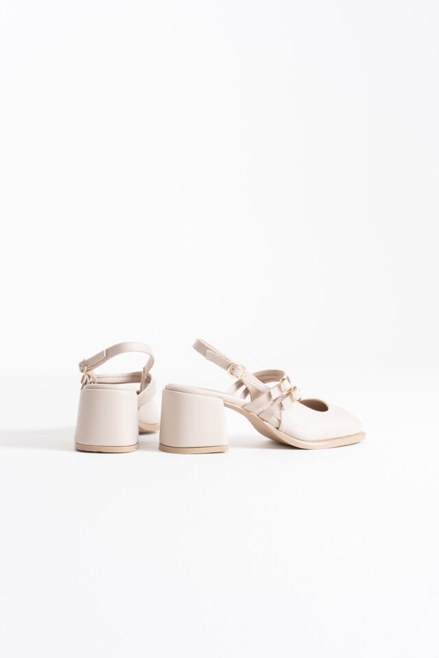 Bej Cilt Kadın Topuklu Ayakkabı TR02MS03D