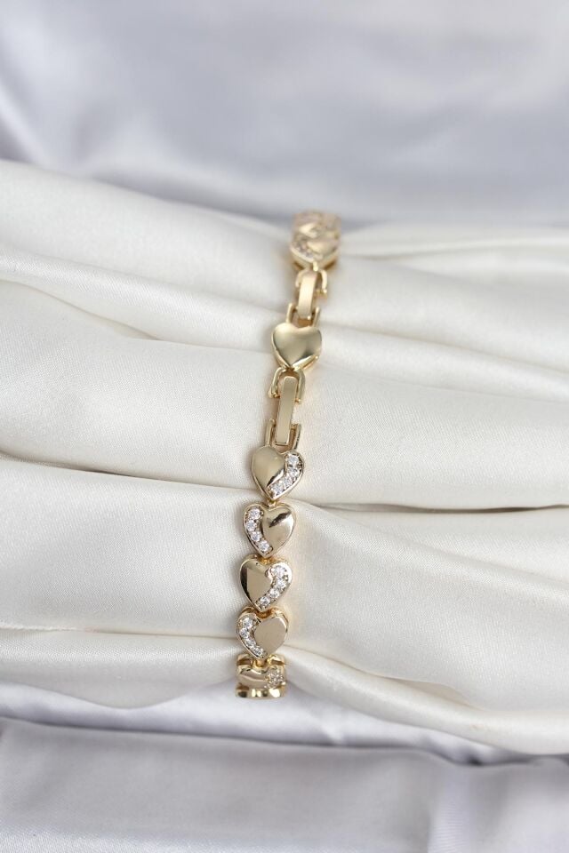 Xuping Kalp Model Gold Renk Kadın Bileklik