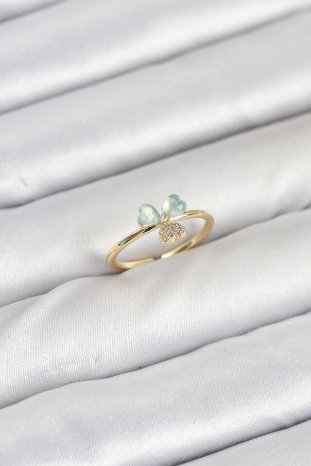 Pirinç Gold Renk Yonca Model Kadın Yüzük