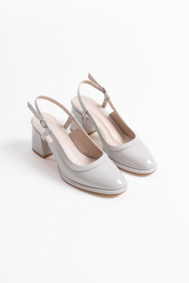 Gri Rugan Kadın Topuklu Ayakkabı TR18MS17C