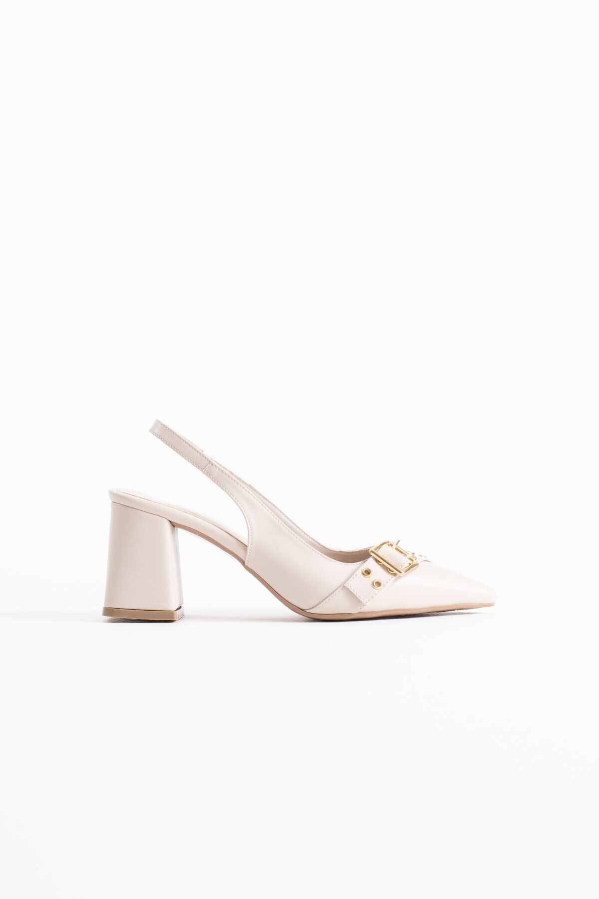 Bej Cilt Kadın Topuklu Ayakkabı TR08MS07E