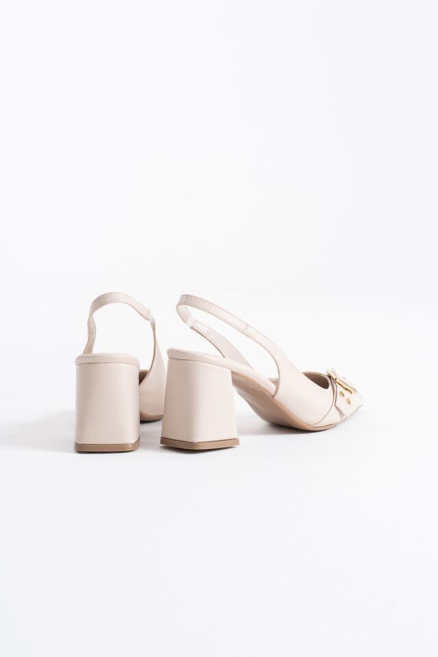 Bej Cilt Kadın Topuklu Ayakkabı TR08MS07E