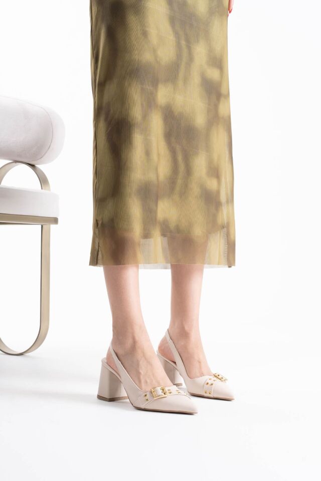 Bej Cilt Kadın Topuklu Ayakkabı TR08MS07E