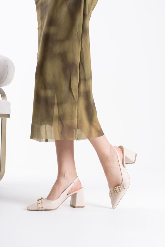 Bej Cilt Kadın Topuklu Ayakkabı TR08MS07E