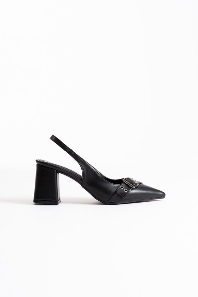 Siyah Cilt Kadın Topuklu Ayakkabı TR08MS07D