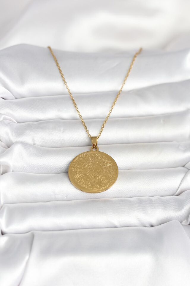316L Çelik Gold Renk Ayetel Kürsi Yazılı Kolye
