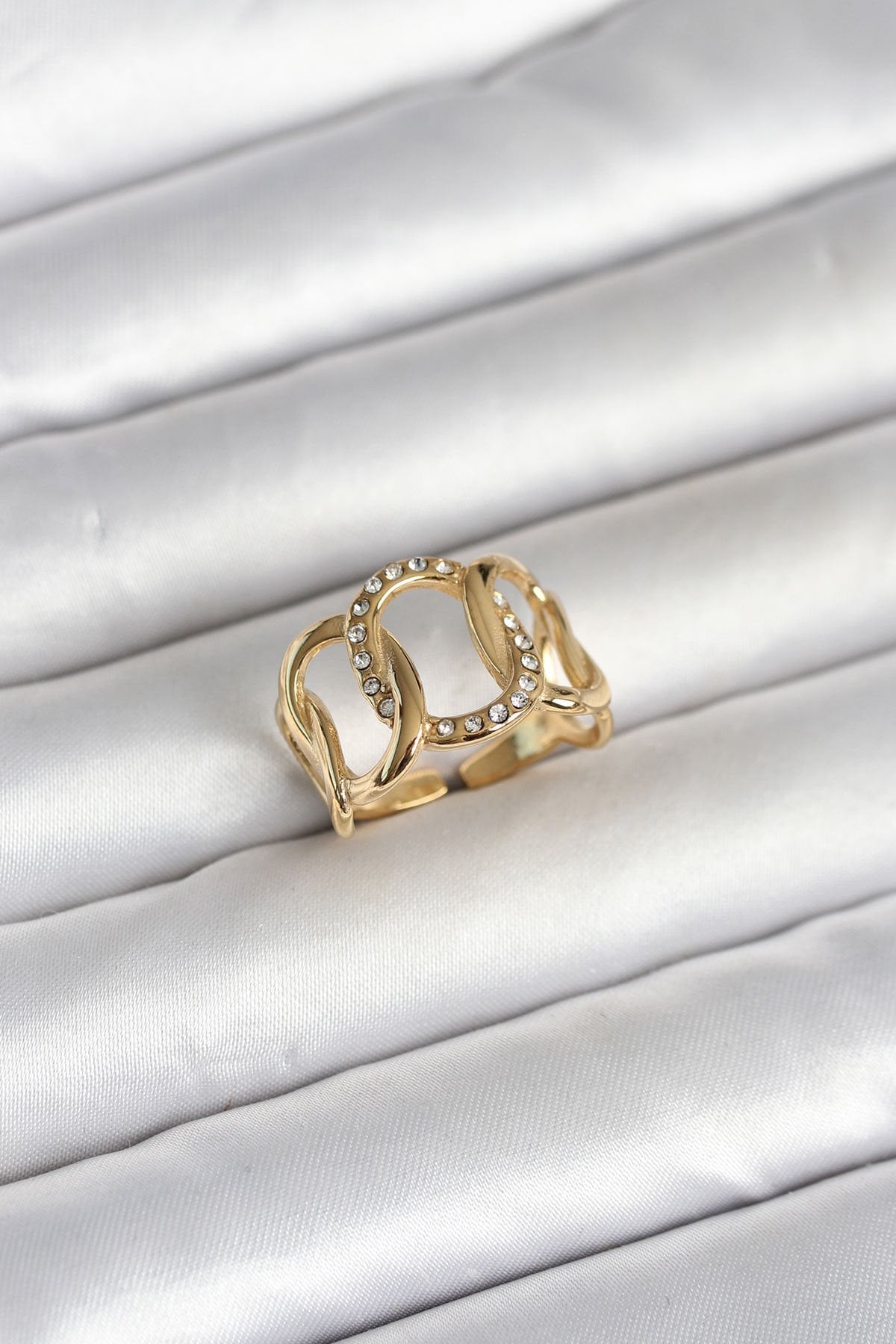 316L Çelik Gold Renk Samanyolu Model Kadın Yüzük