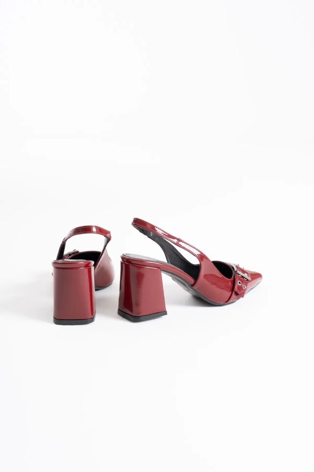 Bordo Rugan Kadın Topuklu Ayakkabı TR08MS07C