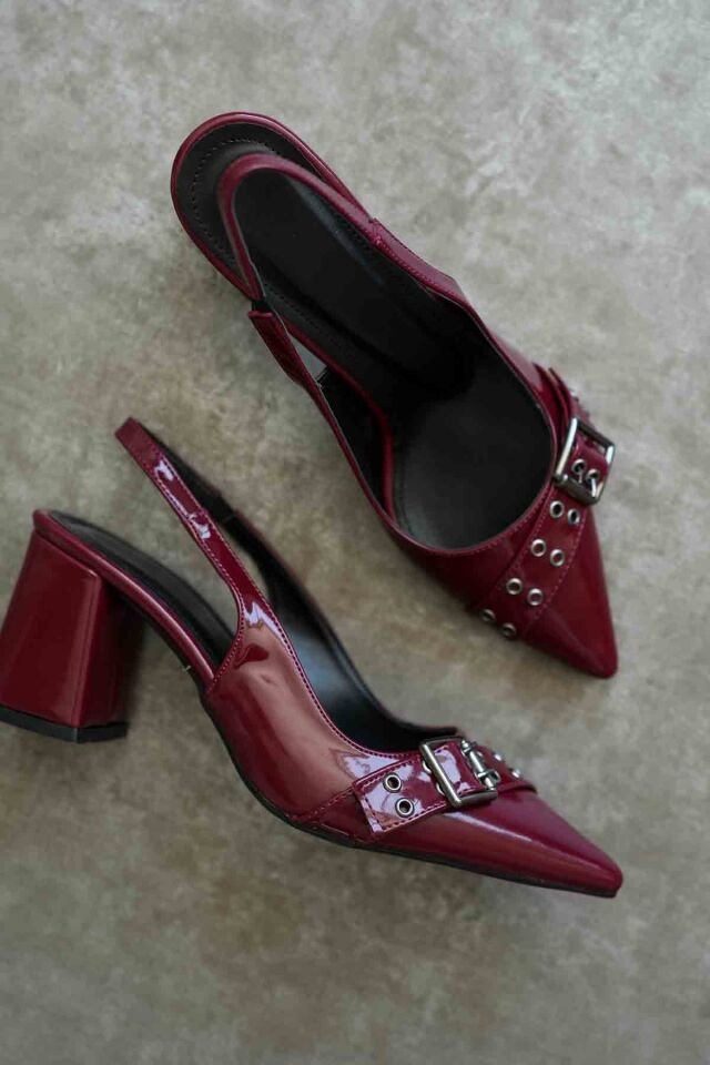 Bordo Rugan Kadın Topuklu Ayakkabı TR08MS07C